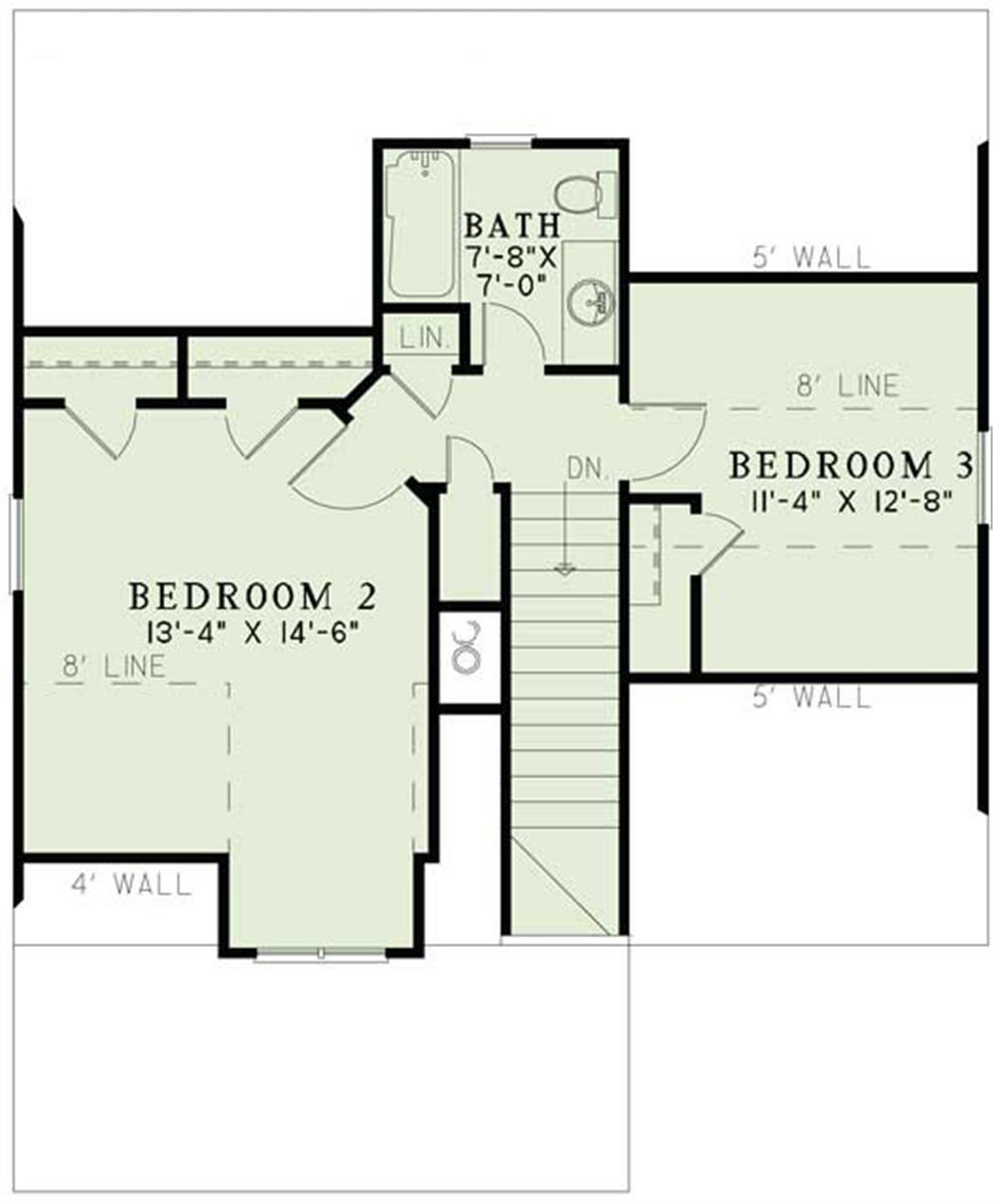 Floor Plan Second Story of Craftsman Plan #153-1147